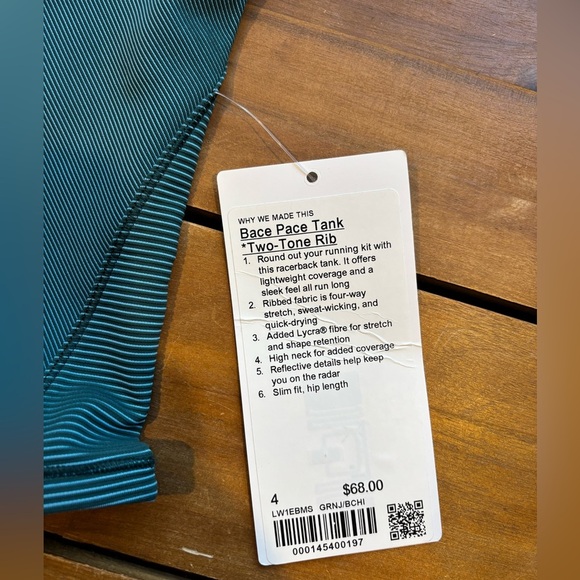 NWT Green and Blue Lululemon Tank Size 4 - Picture 3 of 4